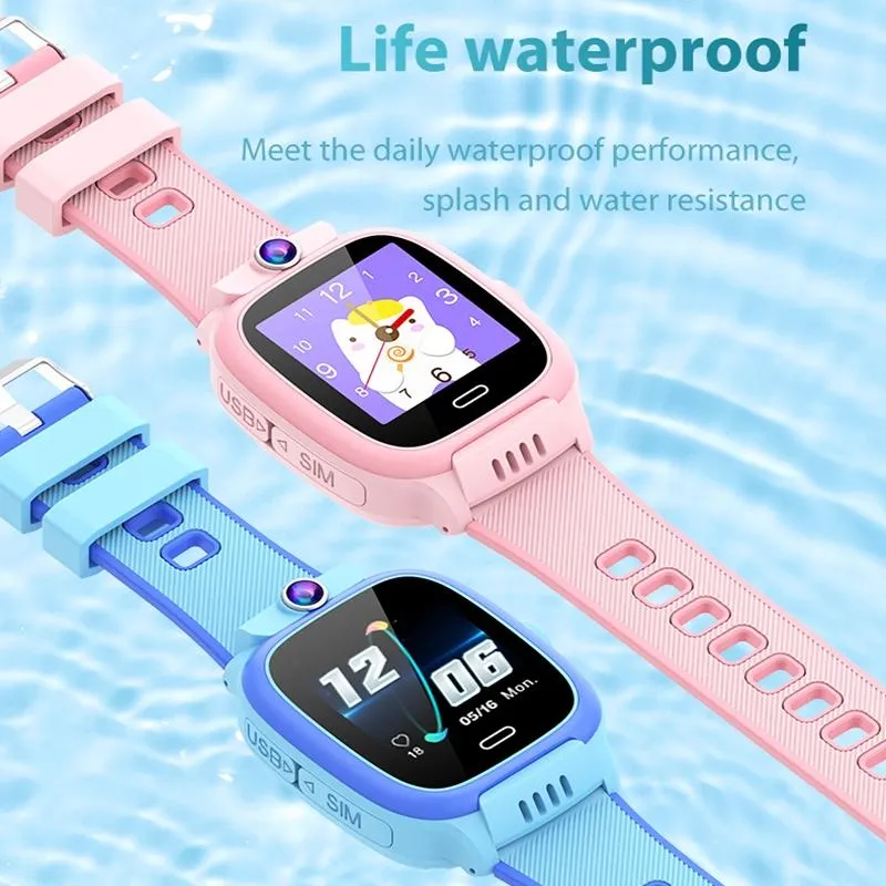 1.44 Inch 4G Video Call Waterproof Smart Children Phone Watch With Sos Function