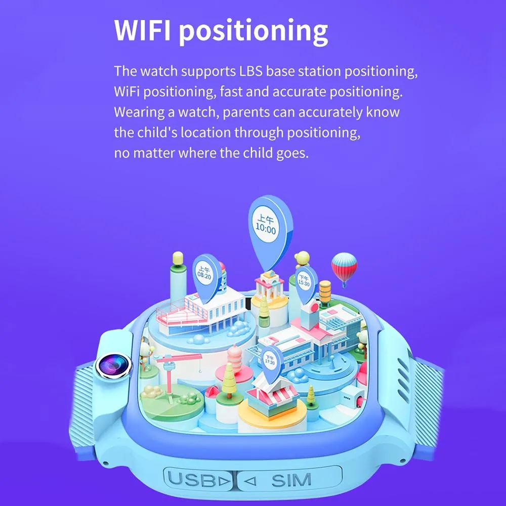 1.44 Inch 4G Video Call Waterproof Smart Children Phone Watch With Sos Function