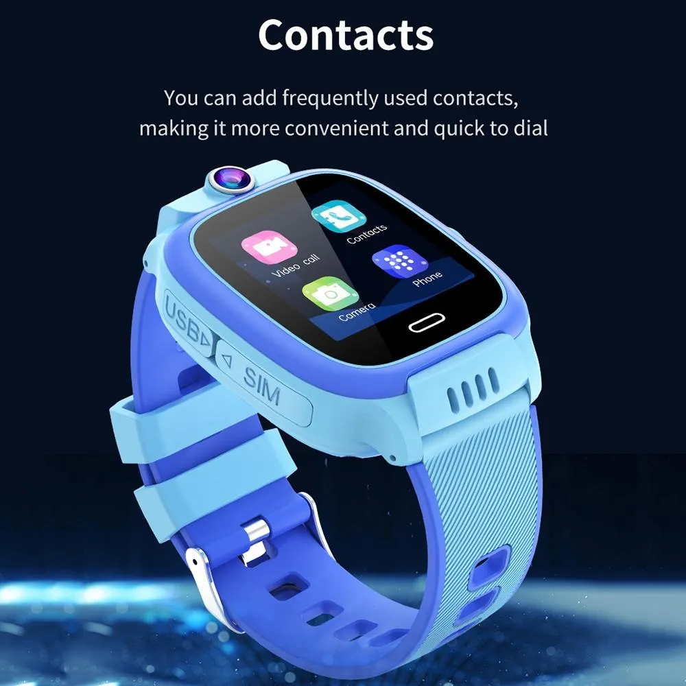 1.44 Inch 4G Video Call Waterproof Smart Children Phone Watch With Sos Function