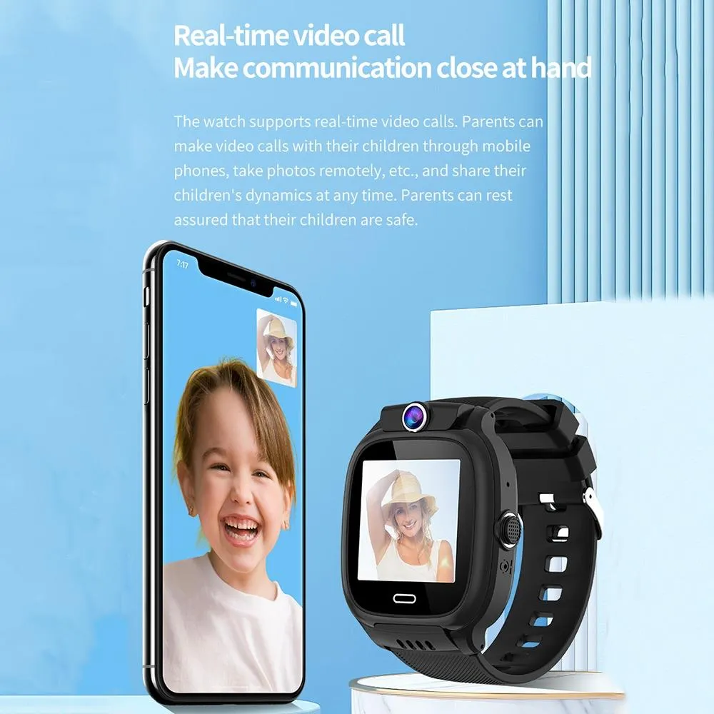 1.44 Inch 4G Video Call Waterproof Smart Children Phone Watch With Sos Function