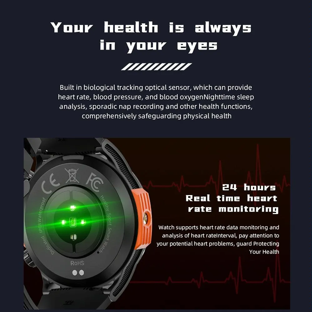 1.46 Inch Ip68 Waterproof Sos Flashlight Bluetooth Smart Watch