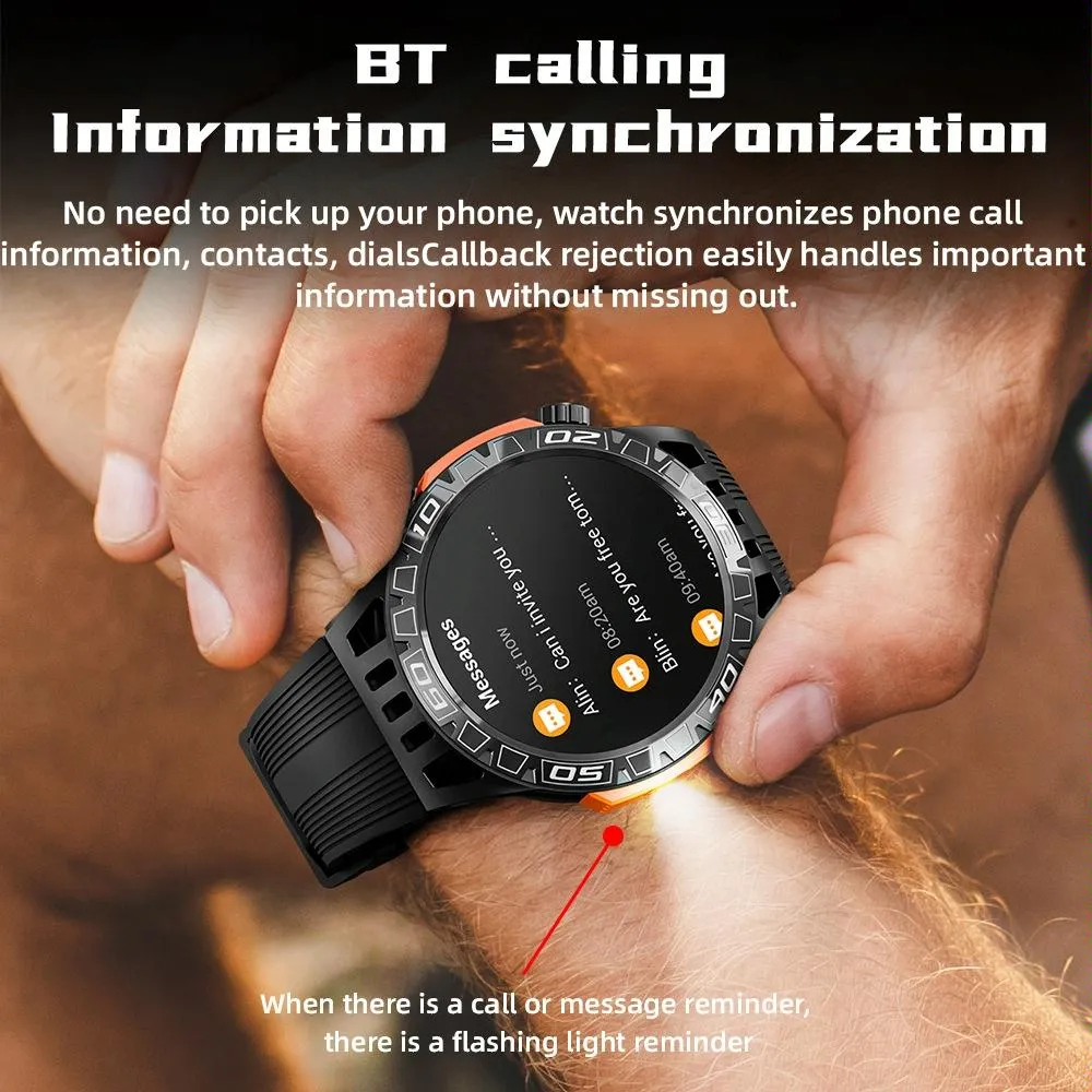 1.46 Inch Ip68 Waterproof Sos Flashlight Bluetooth Smart Watch