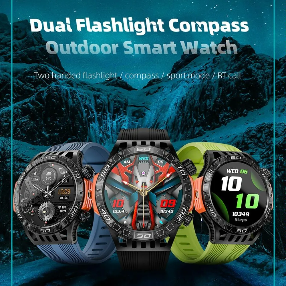 1.46 Inch Ip68 Waterproof Sos Flashlight Bluetooth Smart Watch