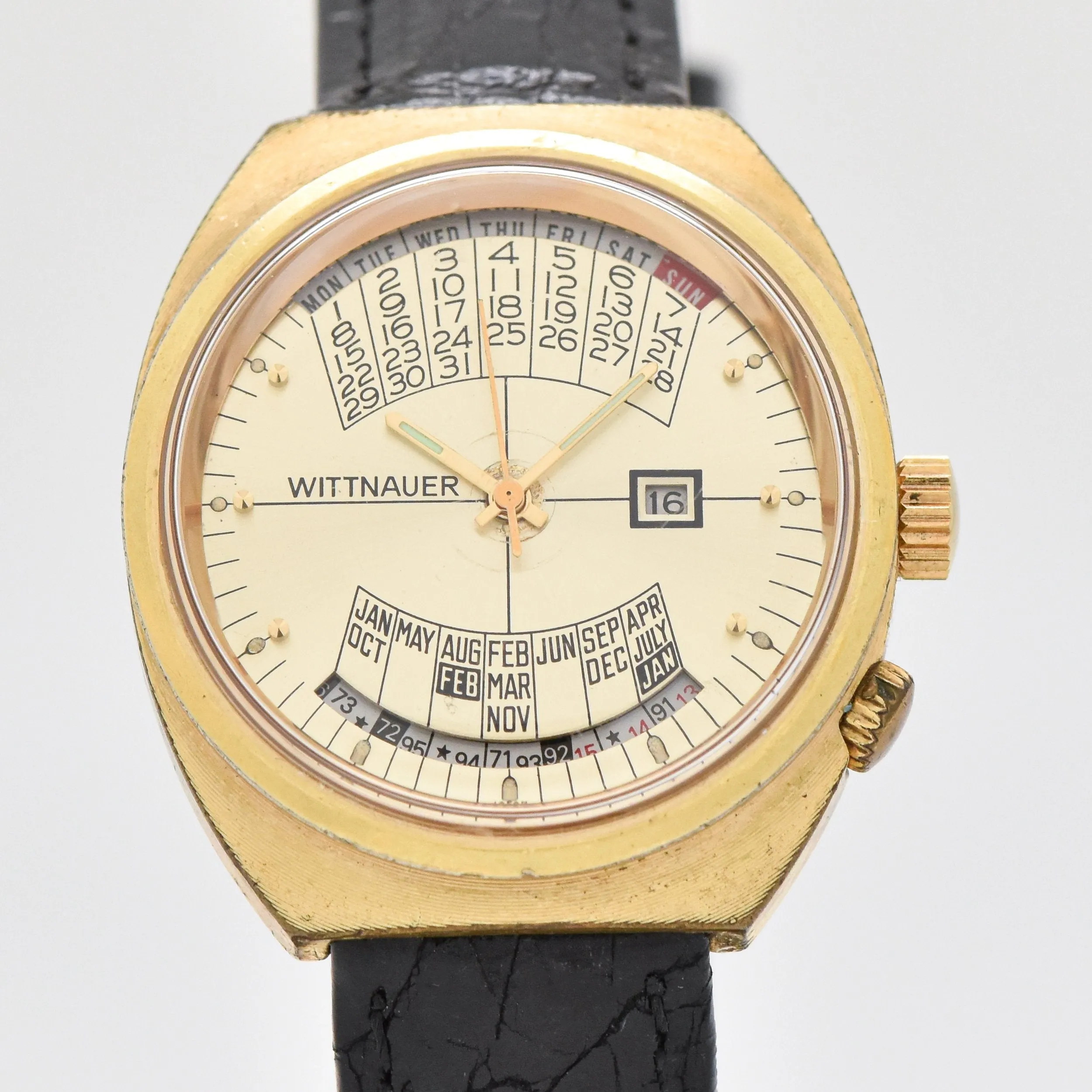 1971 Wittnauer 2000 Ladies Calendar Base Metal And Stainless Steel Watch (# 14533)