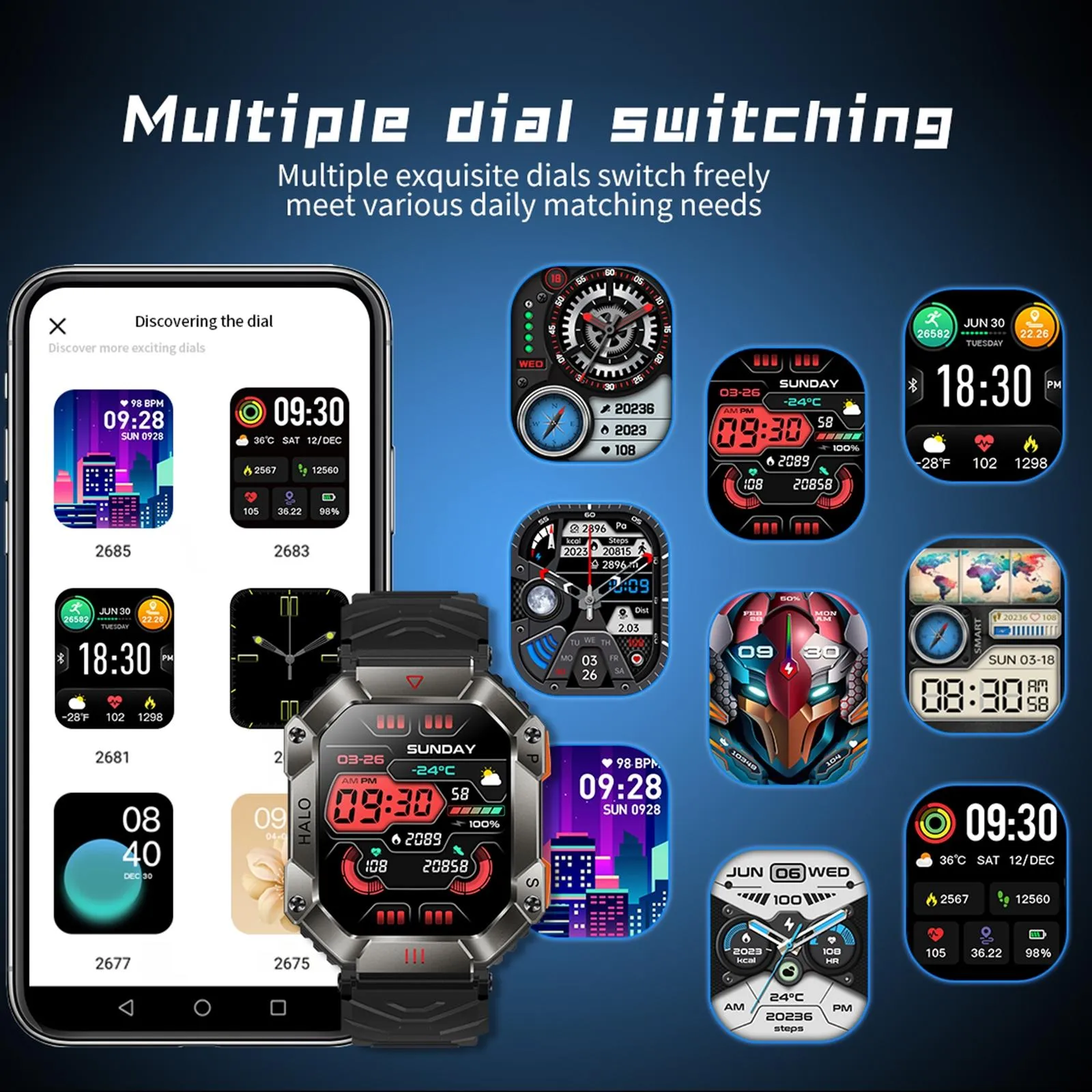 2.0 Inch Bt5.1 Ip67 Sport Smart Watch Support Bluetooth Call / Sleep / Blood Oxygen / Heart Rate / Blood Pressure Health Monitor