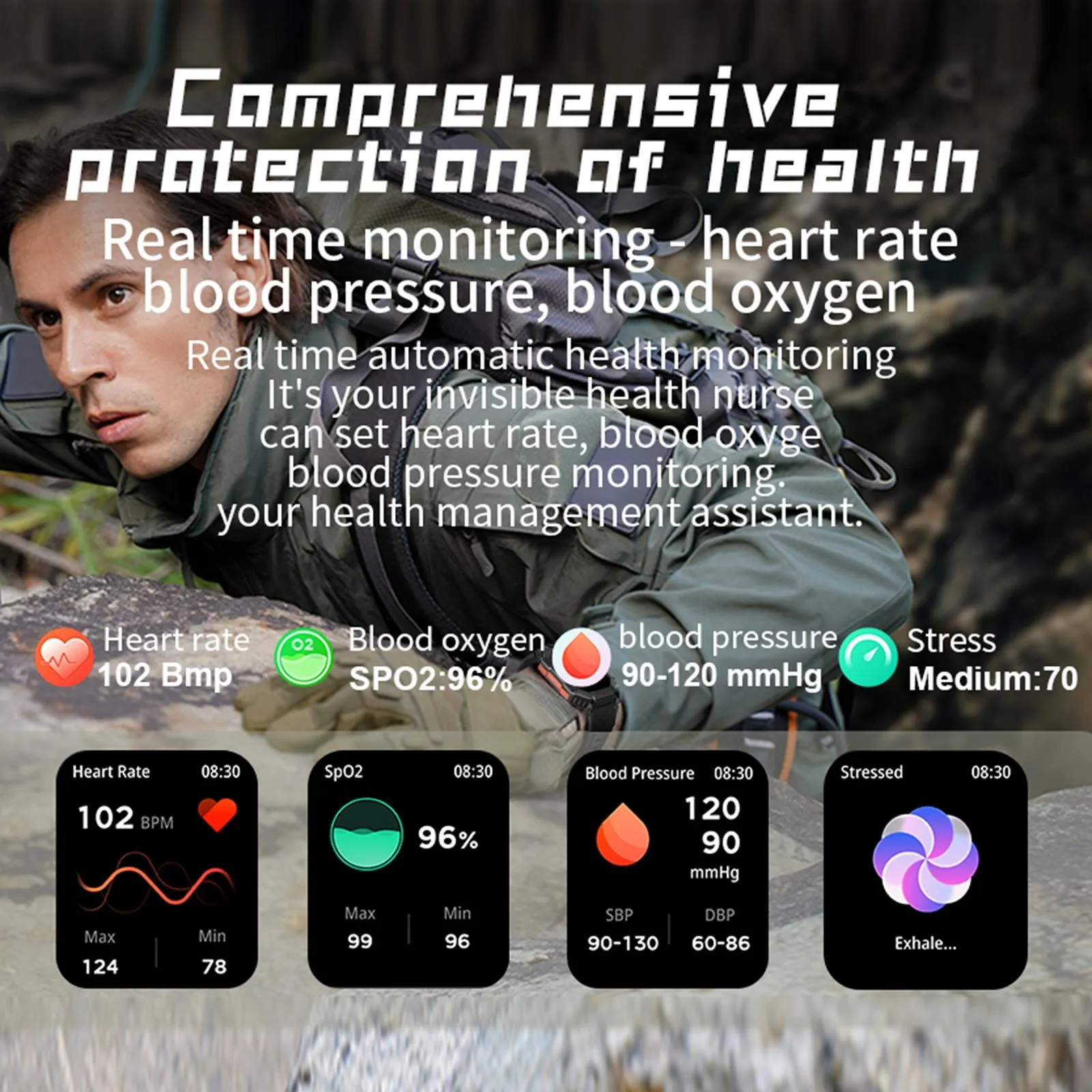 2.0 Inch Bt5.1 Ip67 Sport Smart Watch Support Bluetooth Call / Sleep / Blood Oxygen / Heart Rate / Blood Pressure Health Monitor