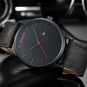2017 Black Casual Men Watch Luxury GIMTO Fashion Business Dress Quartz Men's Watches Genuine Leather Waterproof Male Clock
