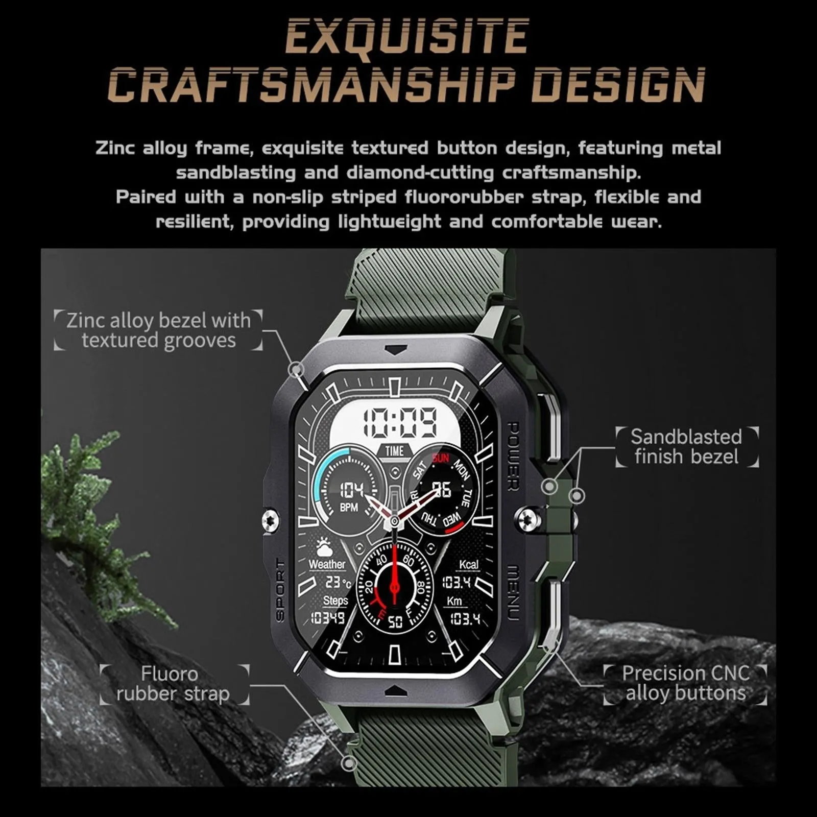 2.02 Inch Sport Smart Watch Support Bluetooth Call / Sleep / Blood Oxygen / Heart Rate / Blood Pressure Health Monitor