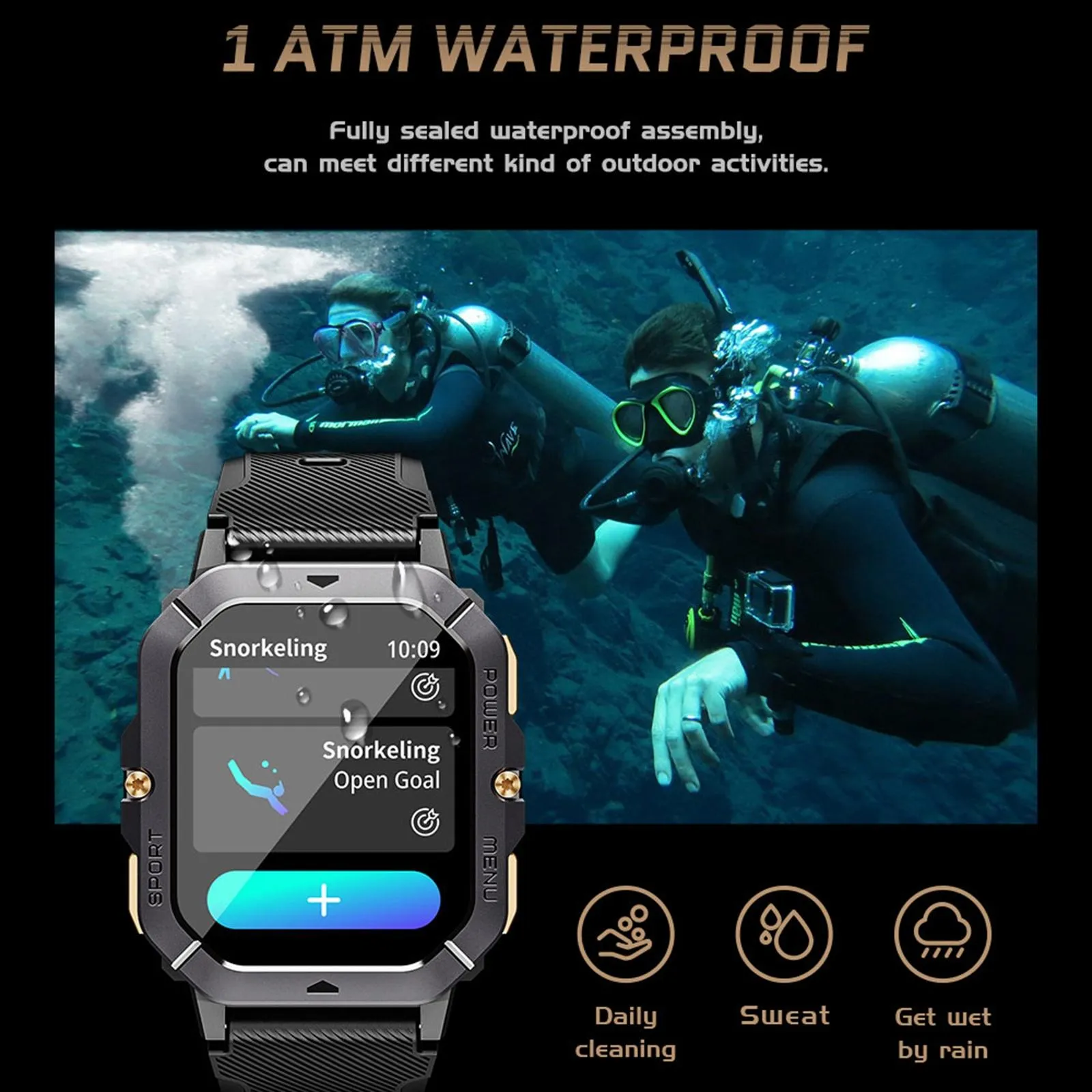 2.02 Inch Sport Smart Watch Support Bluetooth Call / Sleep / Blood Oxygen / Heart Rate / Blood Pressure Health Monitor