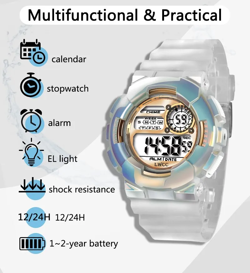 2022 LED Digital Watch for Women Waterproof Causal Sports Watches Ladies Transparent Watch Women&#39;s Wristwatch Reloj Mujer