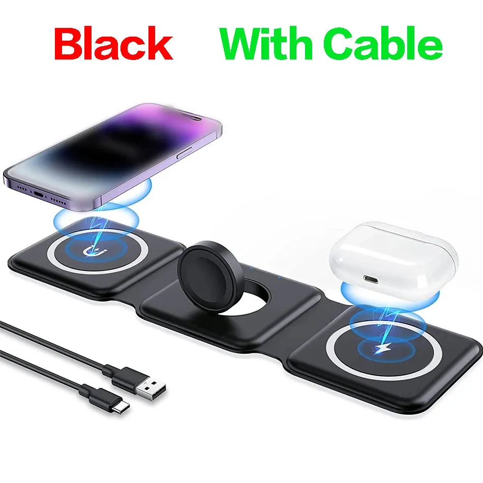 3 in 1 foldable wireless charger|100W 3 in 1 foldable Wireless Charger Pad Stand for iPhone 15 14 13 12Pro Max Airpods iWatch Fast Wireless Charging Dock Station