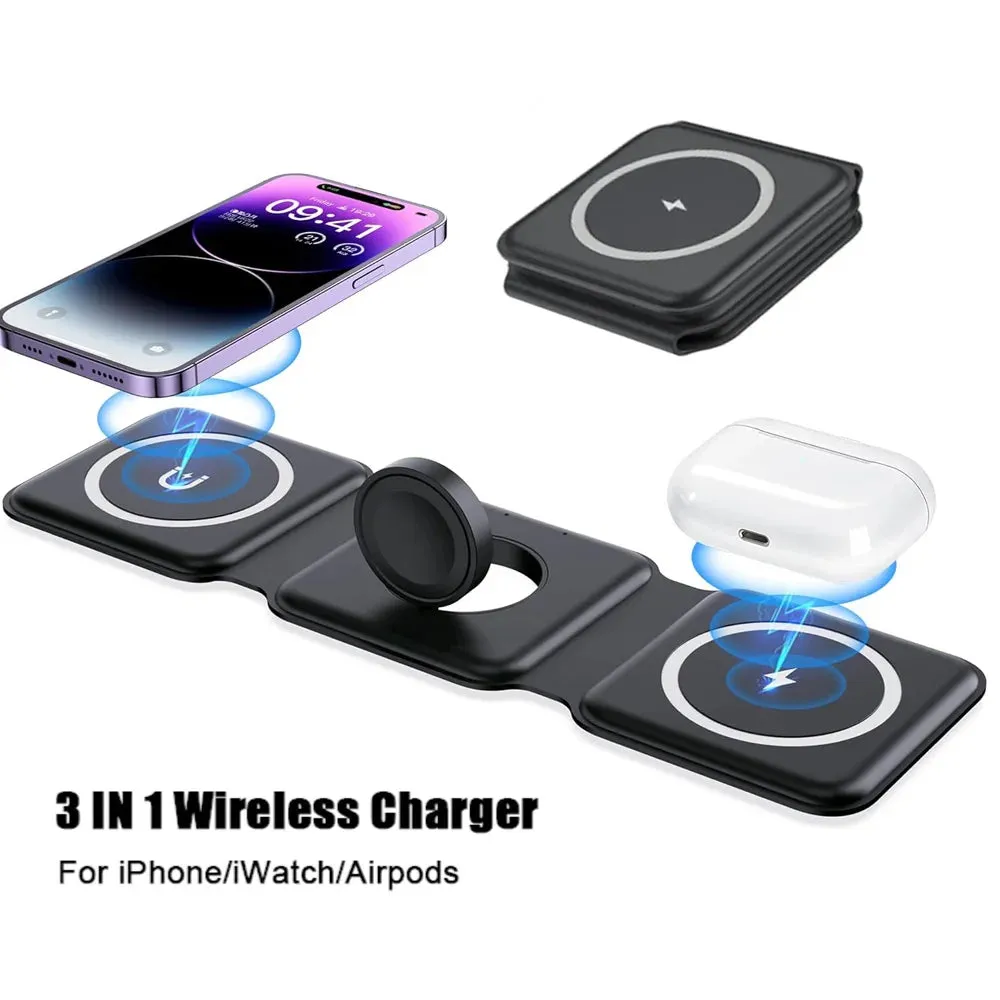 3 in 1 foldable wireless charger|100W 3 in 1 foldable Wireless Charger Pad Stand for iPhone 15 14 13 12Pro Max Airpods iWatch Fast Wireless Charging Dock Station