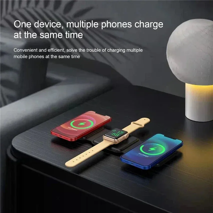 3 in 1 foldable wireless charger|100W 3 in 1 foldable Wireless Charger Pad Stand for iPhone 15 14 13 12Pro Max Airpods iWatch Fast Wireless Charging Dock Station