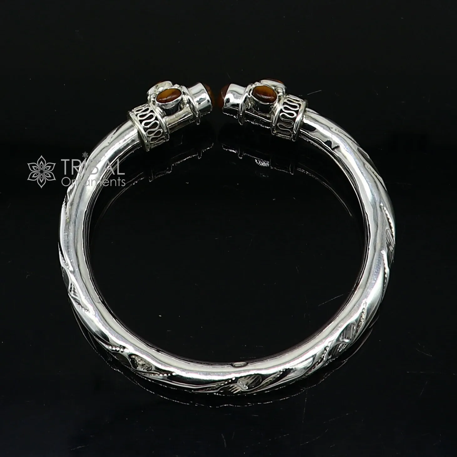 925 sterling silver fabulous tiger eyes stone handmade bangle bracelet kada unisex customized trendy stylish jewelry from india nsk715