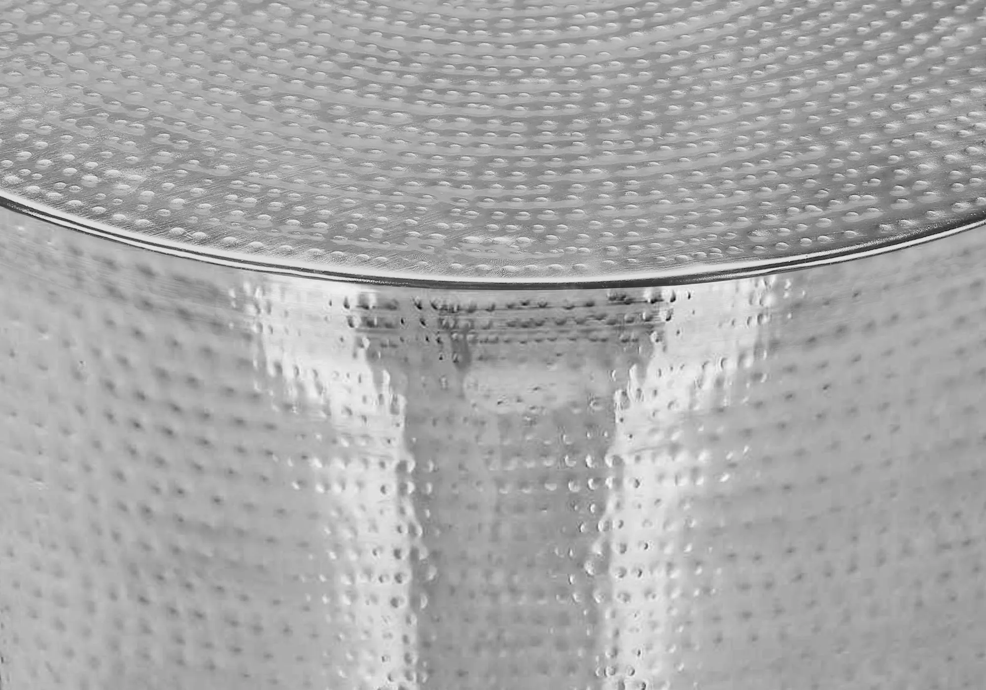 Accent Table, Drum, Side, End, Nightstand, Lamp, Living Room, Bedroom, Chrome Metal, Contemporary, Modern