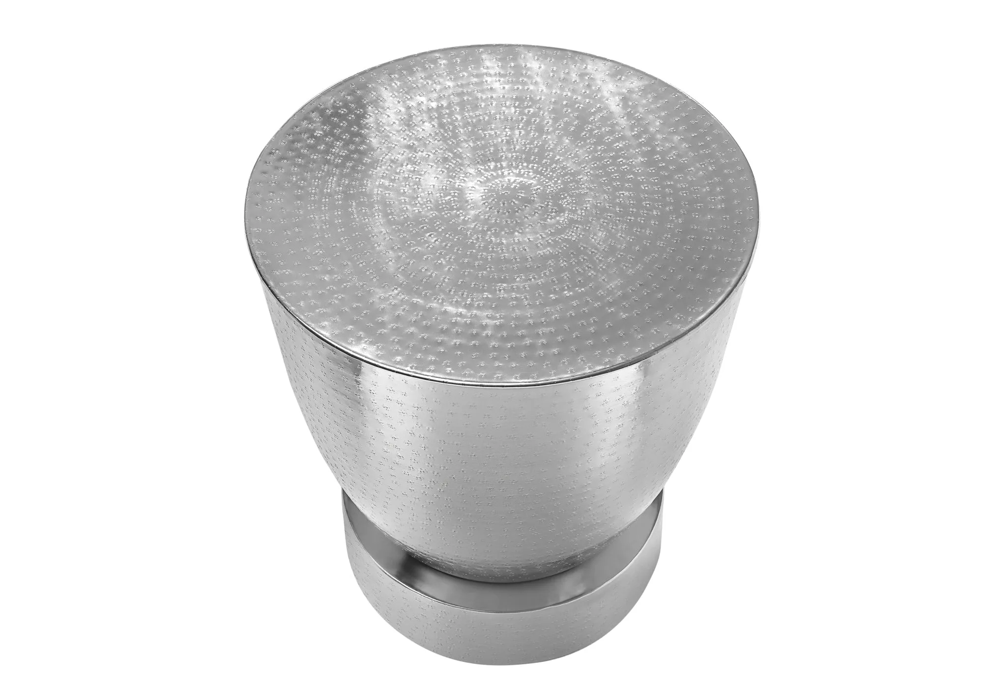 Accent Table, Drum, Side, End, Nightstand, Lamp, Living Room, Bedroom, Chrome Metal, Contemporary, Modern