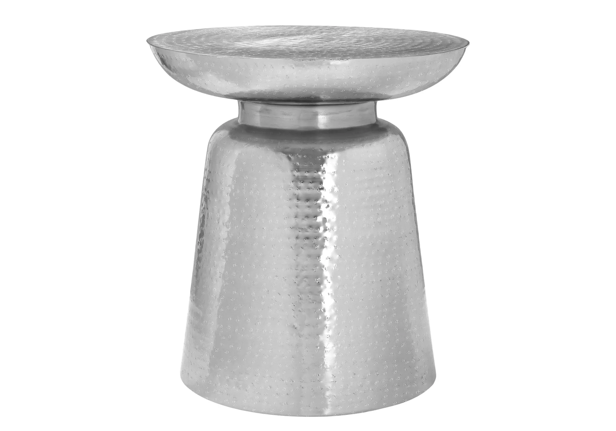 Accent Table, Drum, Side, End, Nightstand, Lamp, Living Room, Bedroom, Chrome Metal, Contemporary, Modern