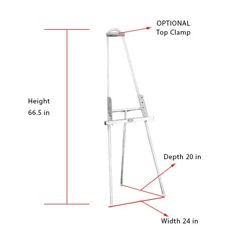 Adjustable SOLID Polished Stainless Steel Easel Stand | 24" Wide x 66.5" High x 20" Deep