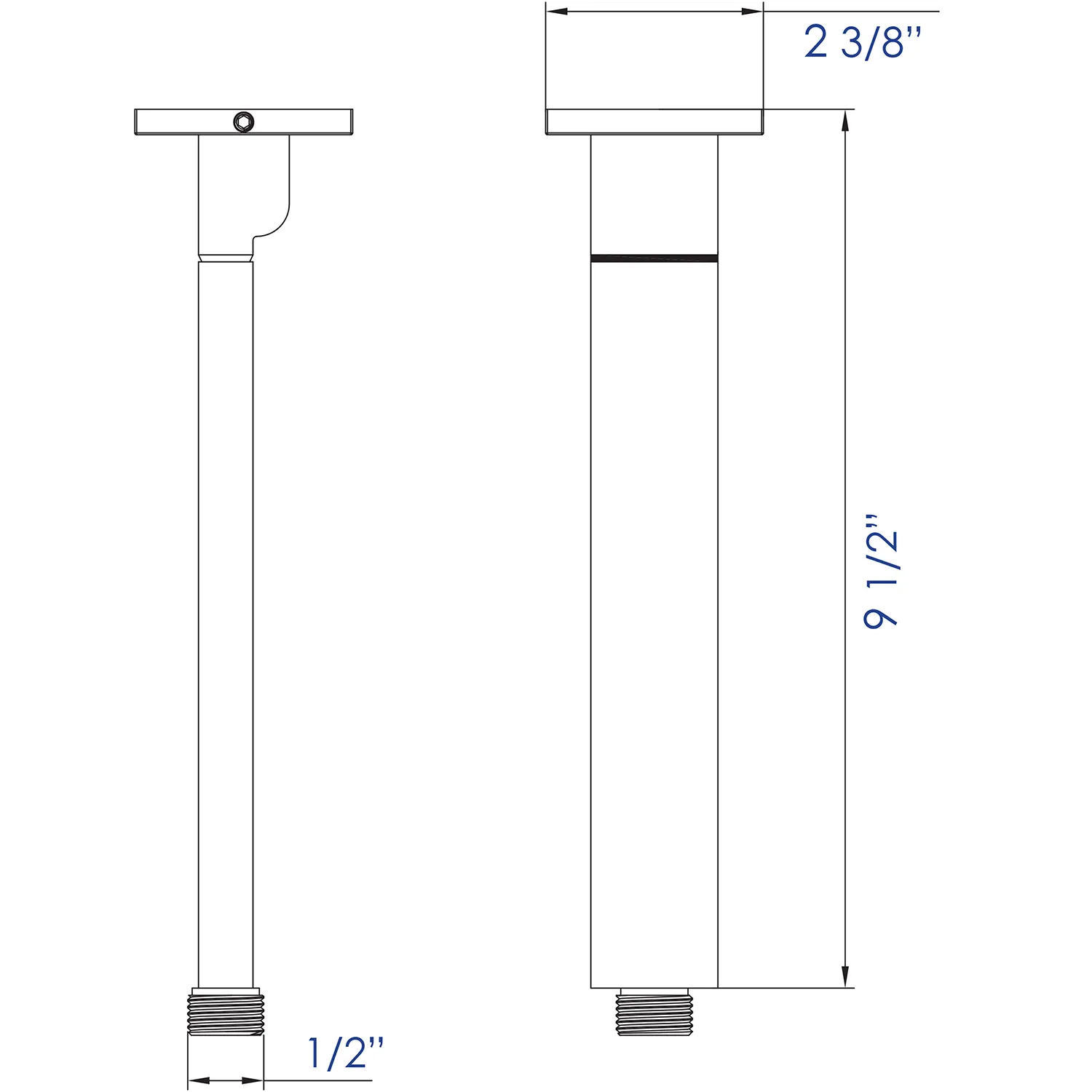 ALFI Brand AB9SC-PC Polished Chrome 9" Modern Square Ceiling Mounted Shower Arm