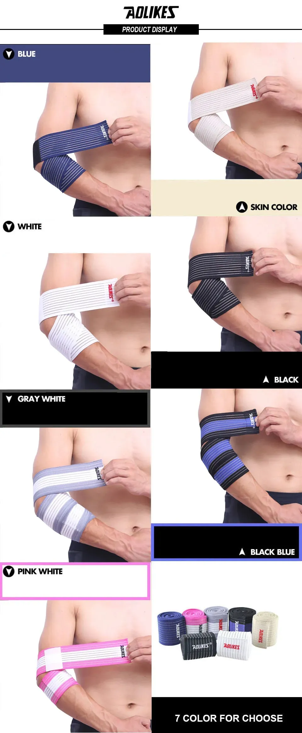AOLIKES 1PCS Basketball Badminton Tennis Elbow Pad Ankle Brace Wrap Support Elastic Gym Sport Elbowband Fitness Bandage