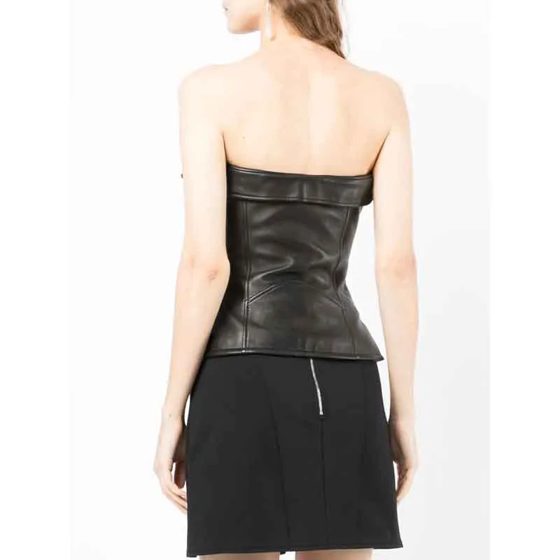 Black Leather Corset Top