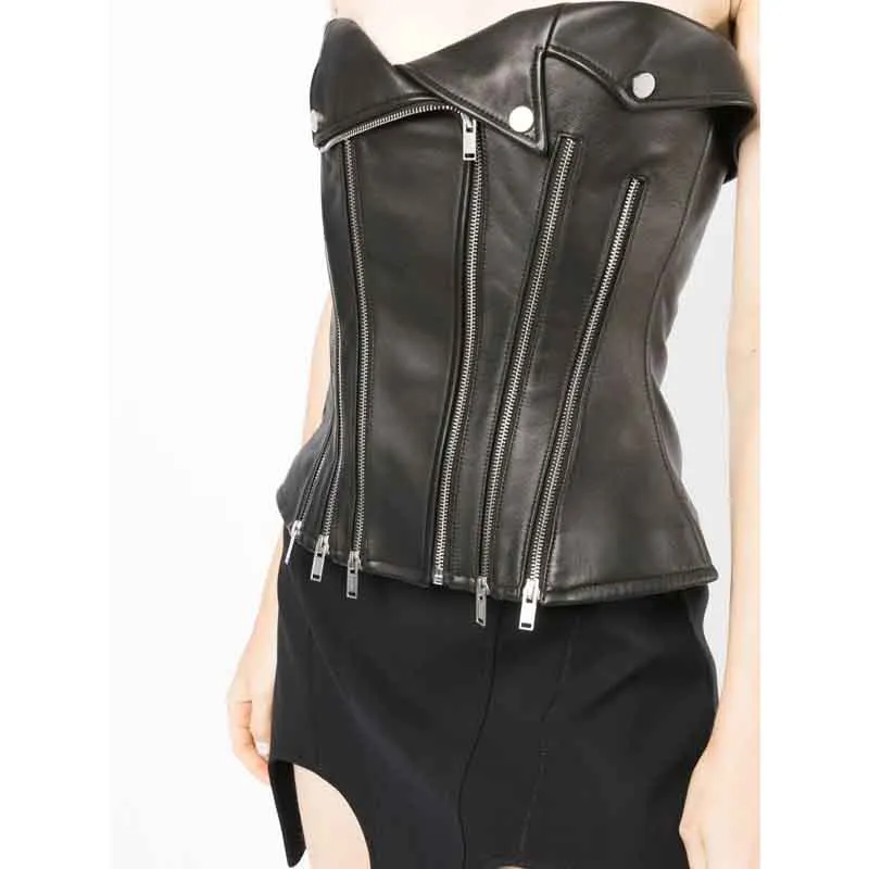 Black Leather Corset Top