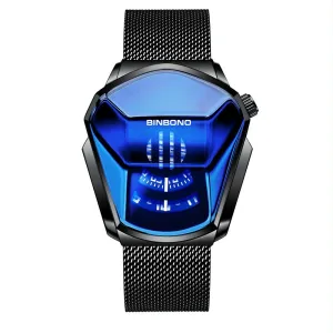 Black Technology Men Watch with Locomotive Concept