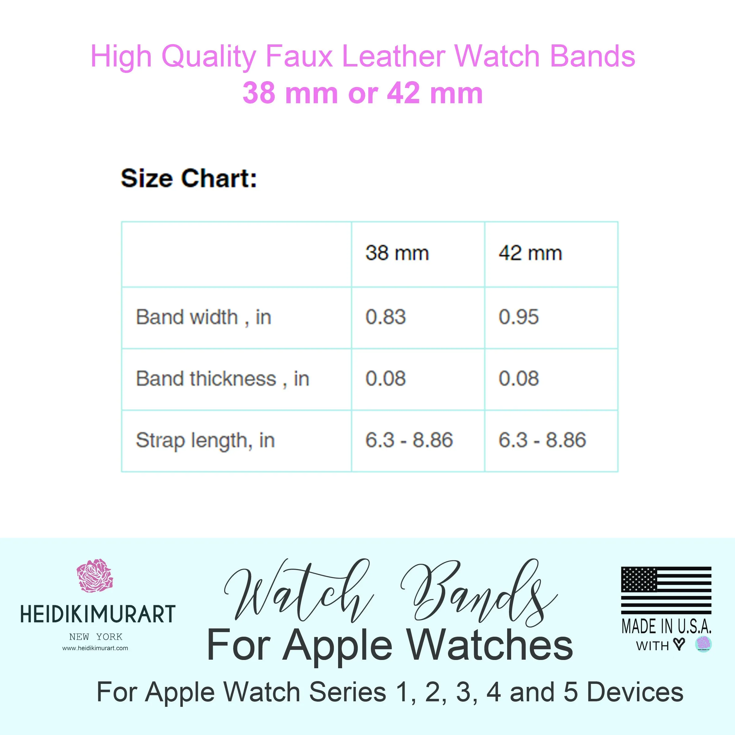 Blue Apple Watch Band, Solid Color 38mm/42mm Watch Band Strap For Apple Watches- Made in USA