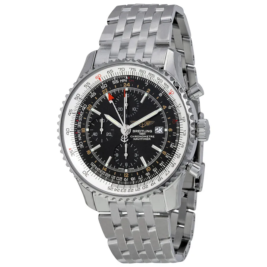 Breitling Navitimer World Black Dial Men's Watch A2432212-B726SS A2432212-B726-453A