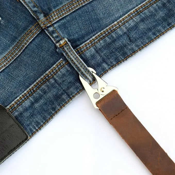 Calvin Crazy Horse Genuine Leather Adjustable Suspenders For Men