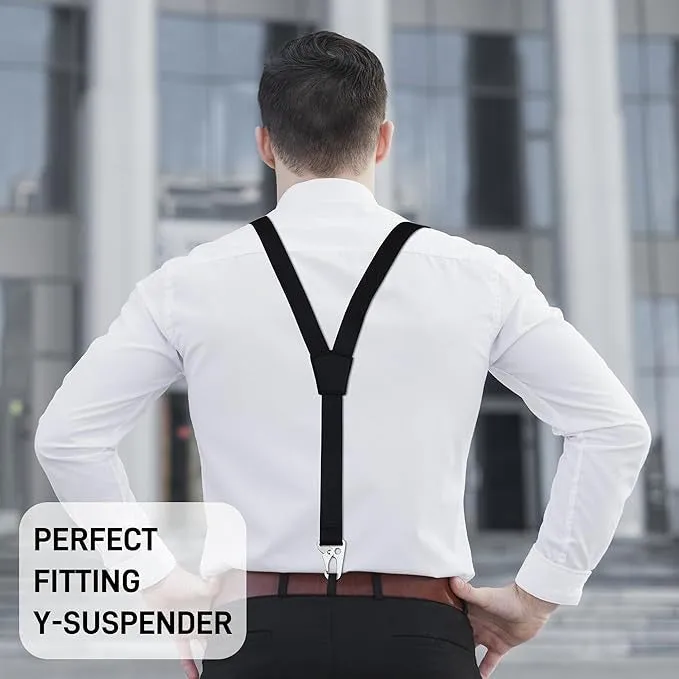 Calvin Crazy Horse Genuine Leather Adjustable Suspenders For Men