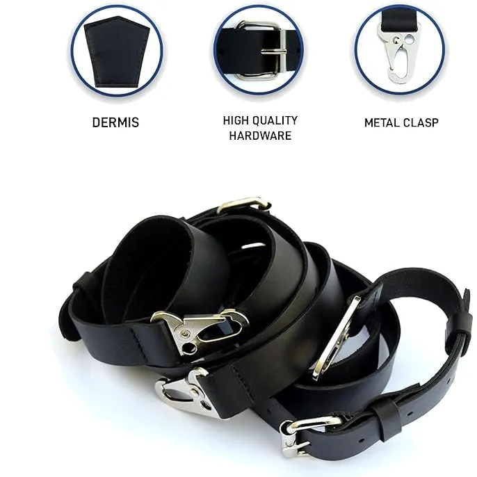 Calvin Crazy Horse Genuine Leather Adjustable Suspenders For Men