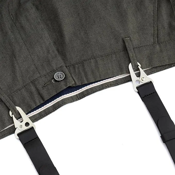 Calvin Crazy Horse Genuine Leather Adjustable Suspenders For Men
