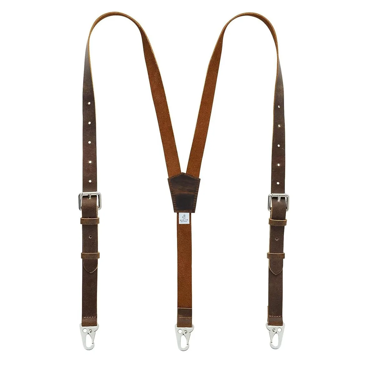 Calvin Crazy Horse Genuine Leather Adjustable Suspenders For Men