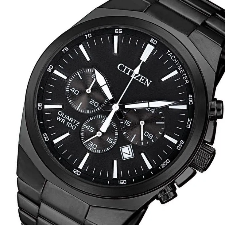 Citizen Gents Black Stainless Steel Chrono Men's Watch - AN8175-55E