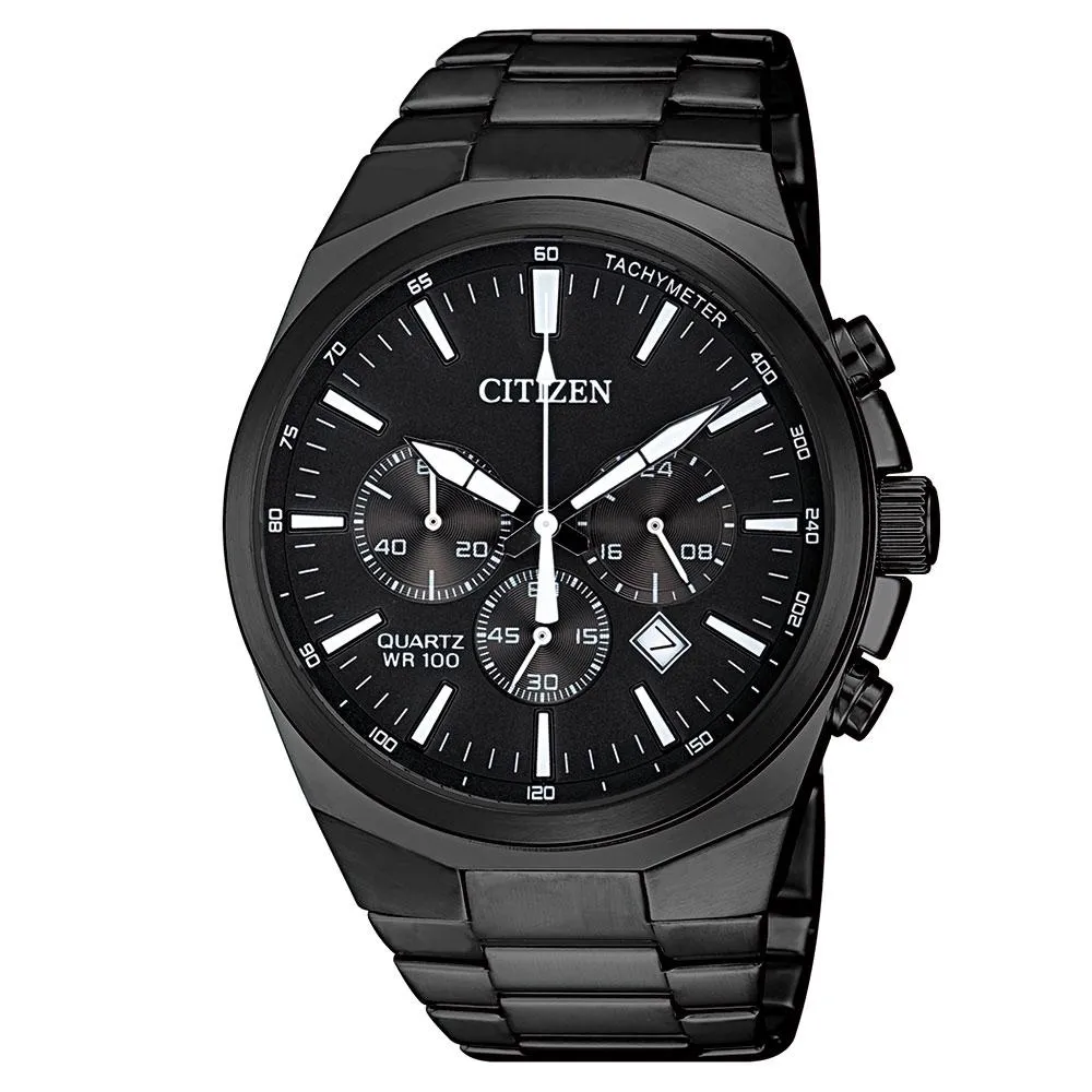 Citizen Gents Black Stainless Steel Chrono Men's Watch - AN8175-55E