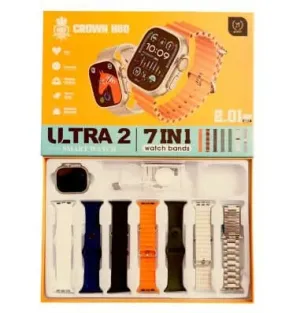 Crown H80 Ultra 2 Smart Watch with Wireless Rechargeable, Sport Modes (2.01 display)