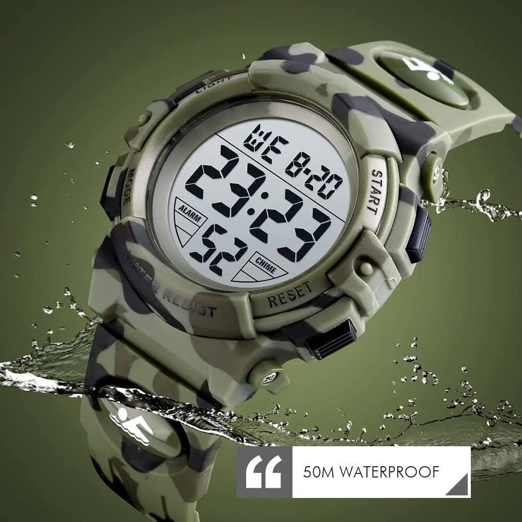 Dayllon Kids Digital Watch Boys Outdoor Sports 50M Waterproof Girls Watches Alarm Clock 12/24 H Stopwatch Calendar for Ages 3-15 Boy Girl Wristwatch Kids Gift