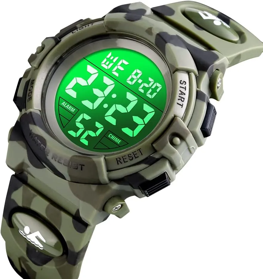 Dayllon Kids Digital Watch Boys Outdoor Sports 50M Waterproof Girls Watches Alarm Clock 12/24 H Stopwatch Calendar for Ages 3-15 Boy Girl Wristwatch Kids Gift