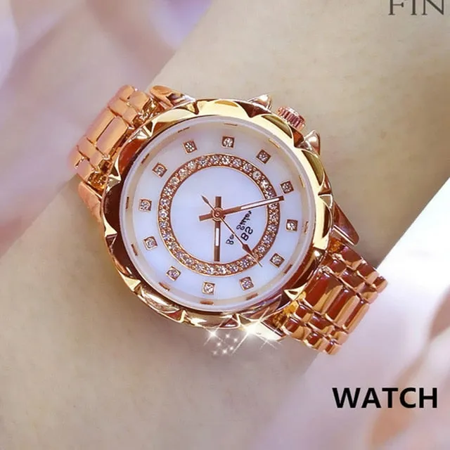 Diamond Women Watch Luxury Brand 2021 Rhinestone Elegant Ladies Watches Rose Gold Clock Wrist Watches For Women relogio feminino