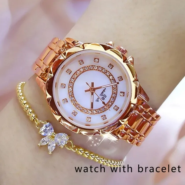 Diamond Women Watch Luxury Brand 2021 Rhinestone Elegant Ladies Watches Rose Gold Clock Wrist Watches For Women relogio feminino