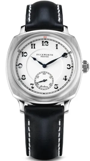 Duckworth Prestex Bolton Small Seconds White Black Leather