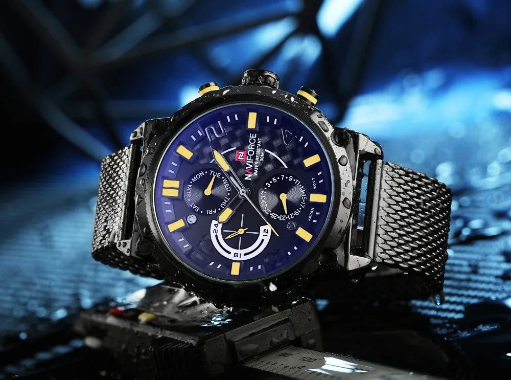 Fashion Casual Mens Watches Top Brand Luxury NAVIFORC Military Quartz Watch Men Waterproof Wristwatch