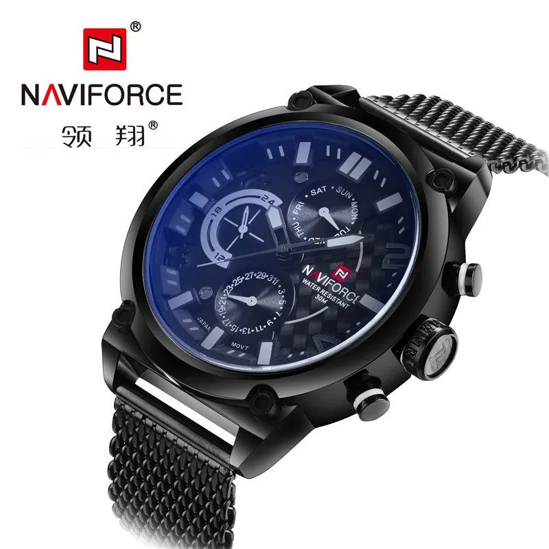 Fashion Casual Mens Watches Top Brand Luxury NAVIFORC Military Quartz Watch Men Waterproof Wristwatch