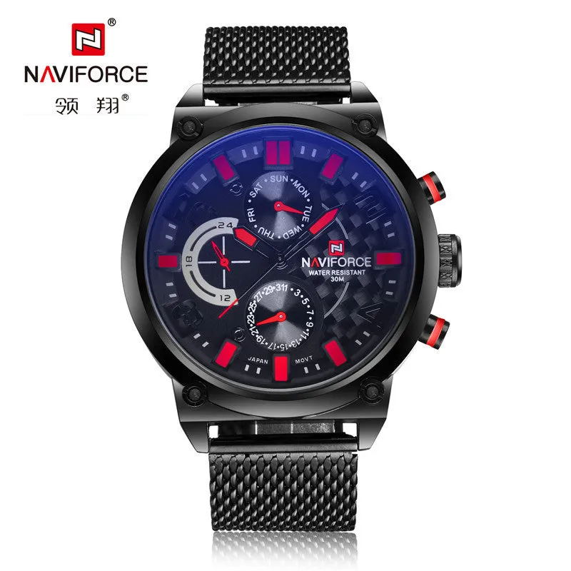 Fashion Casual Mens Watches Top Brand Luxury NAVIFORC Military Quartz Watch Men Waterproof Wristwatch