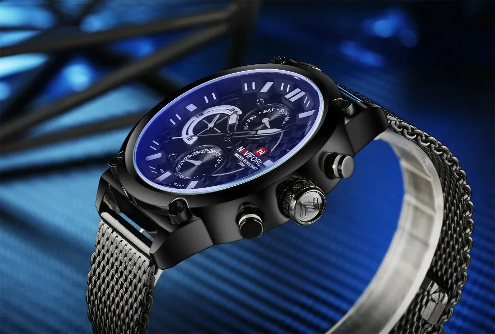 Fashion Casual Mens Watches Top Brand Luxury NAVIFORC Military Quartz Watch Men Waterproof Wristwatch