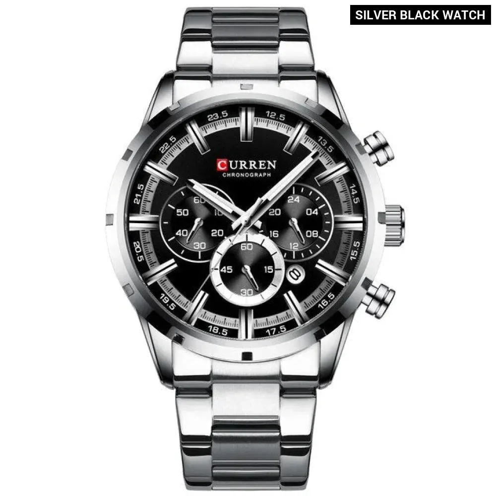 Fashion Watches with Stainless Steel Sports Chronograph Quartz Watch Men