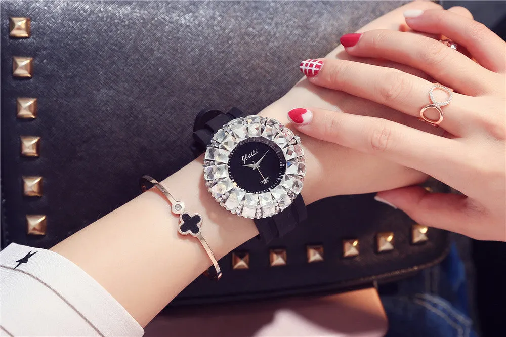 Fashion Women's Watch BlingBling Crystal Quartz Watches Women Silicone Band  Casual Ladies Wristwatches Relogio Feminino