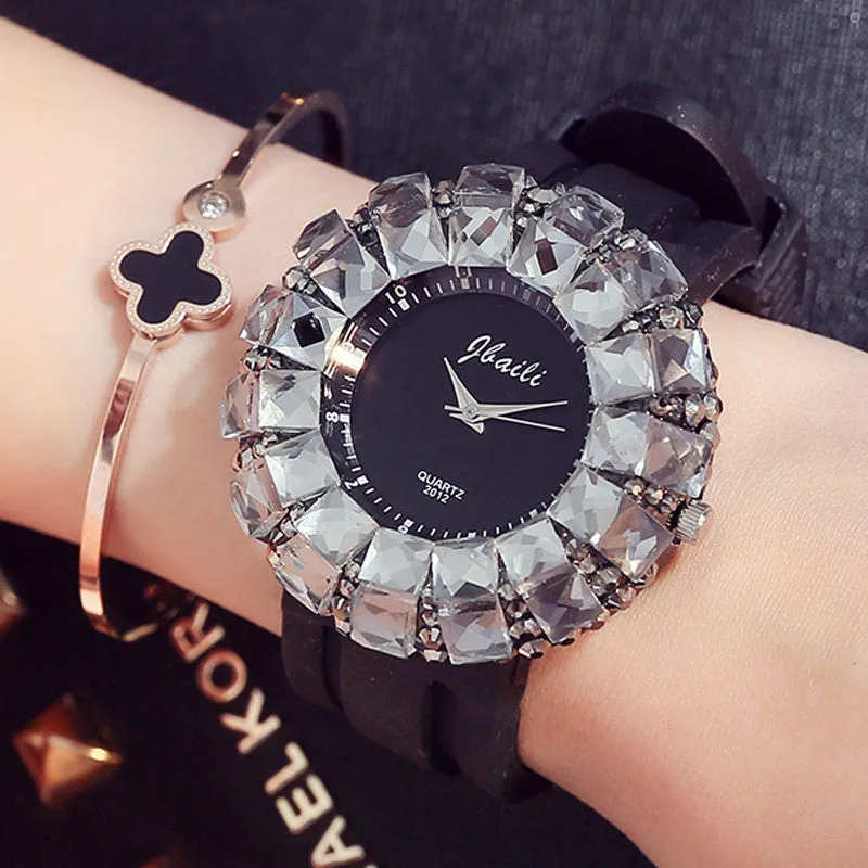 Fashion Women's Watch BlingBling Crystal Quartz Watches Women Silicone Band  Casual Ladies Wristwatches Relogio Feminino