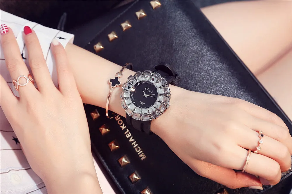 Fashion Women's Watch BlingBling Crystal Quartz Watches Women Silicone Band  Casual Ladies Wristwatches Relogio Feminino